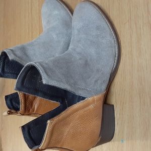 Diba two tone leather cowboy booties boots